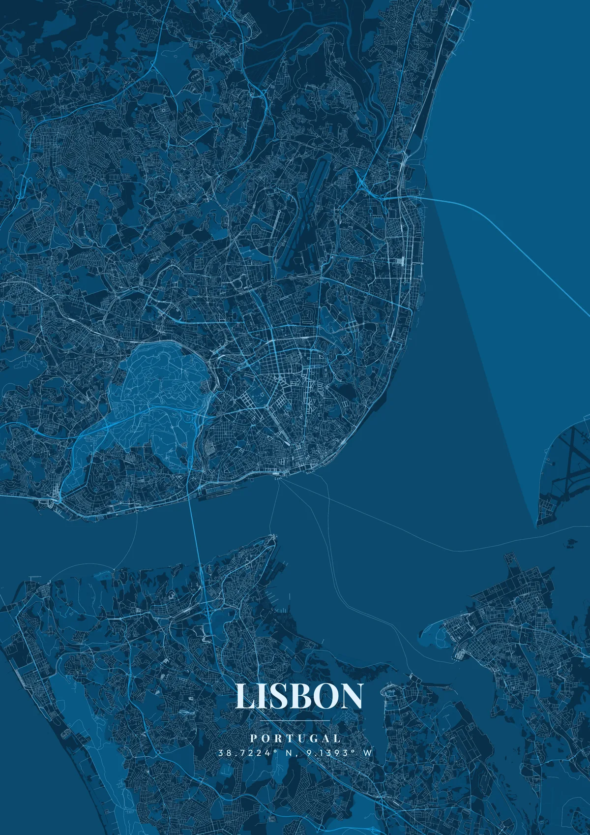 Lisbon Deep Ocean map poster