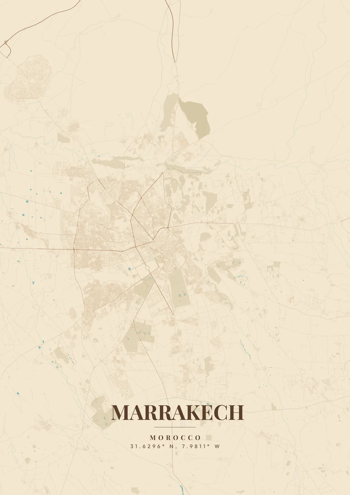 Marrakech Sandstone Arch map poster