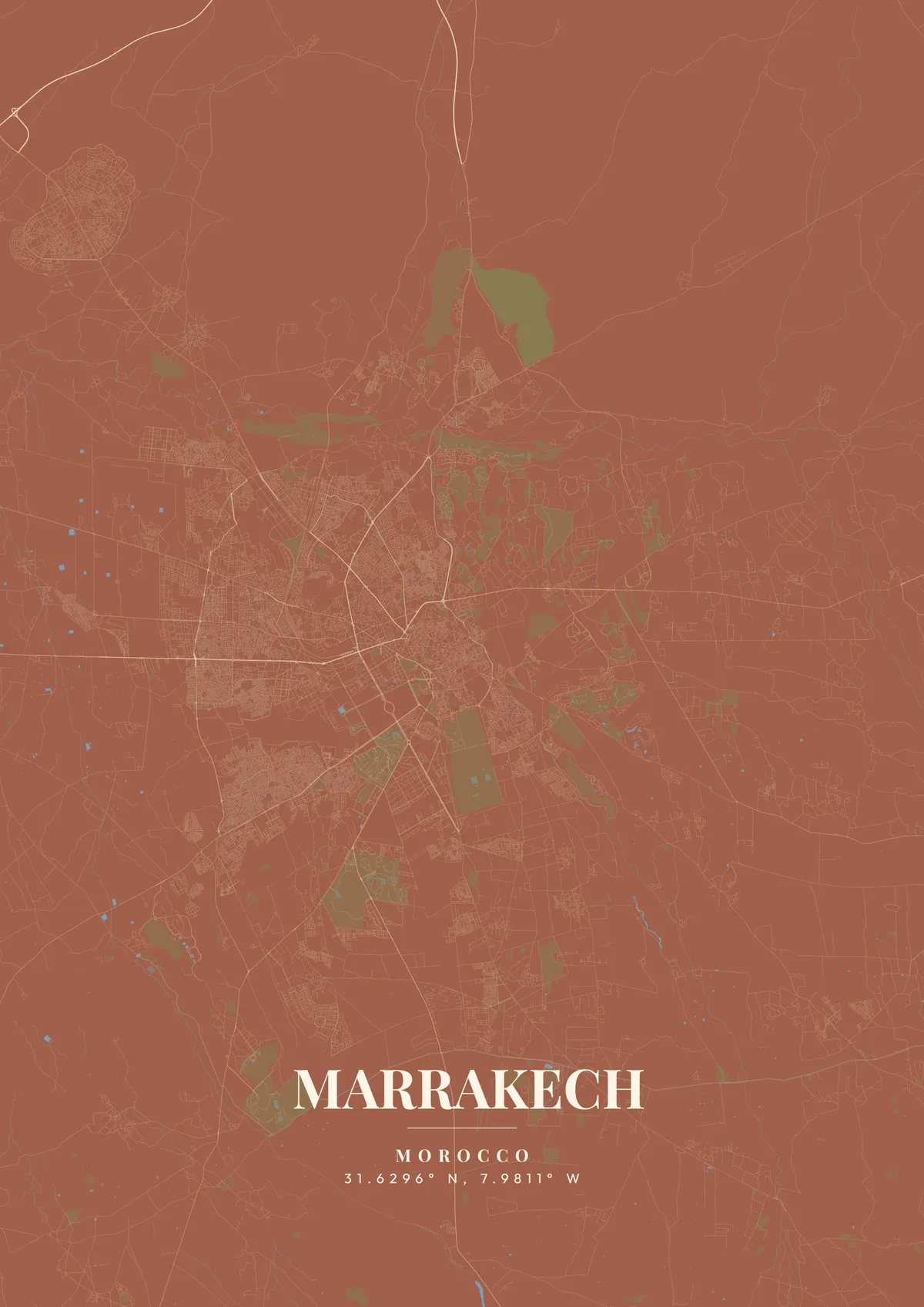 Marrakech Terracotta Villa map poster