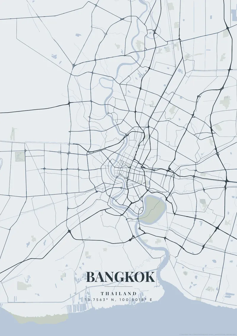 Bangkok Nordic Fjord map poster