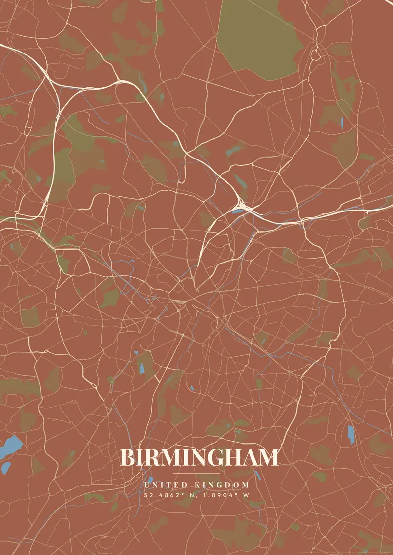 Birmingham Terracotta Villa map poster