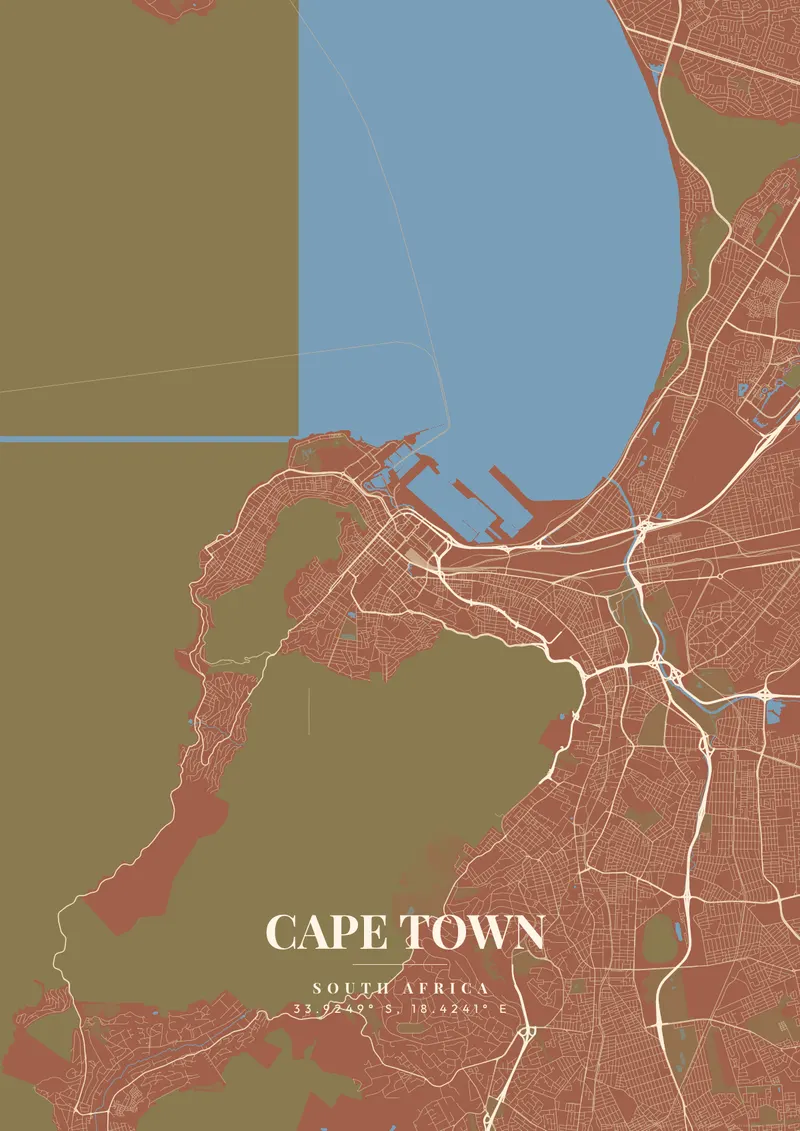 Cape Town Terracotta Villa map poster