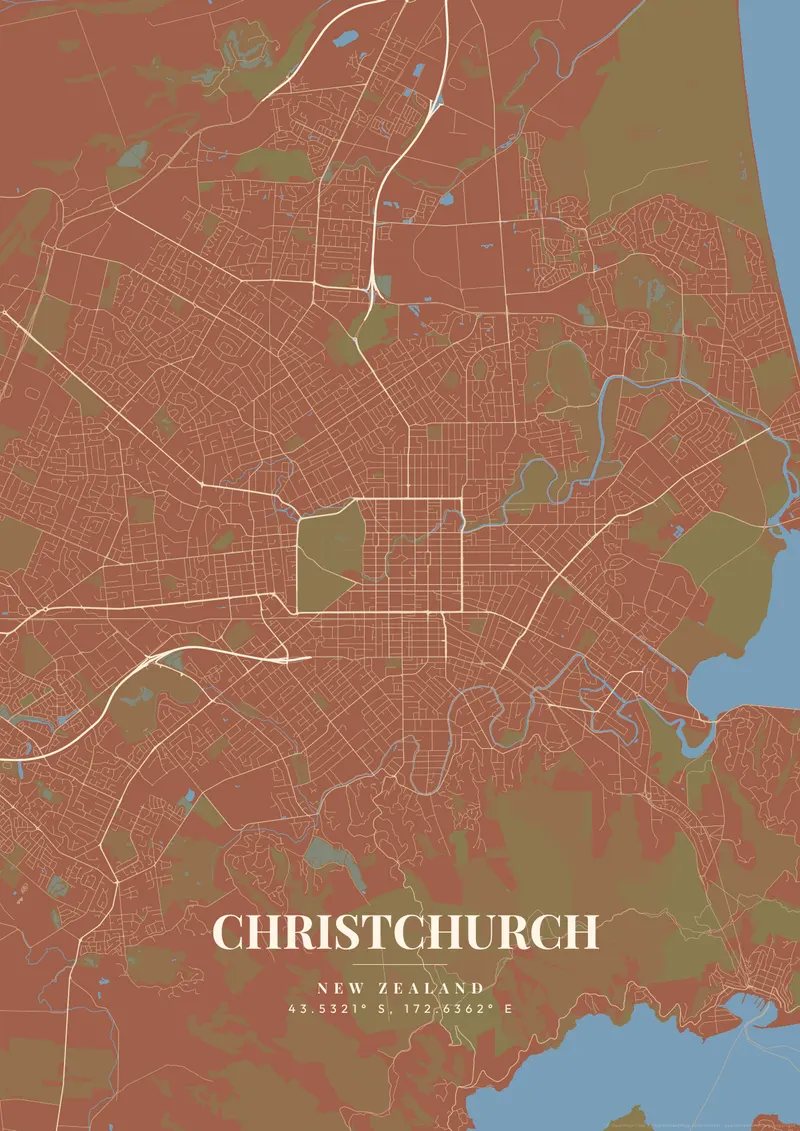 Christchurch Terracotta Villa map poster
