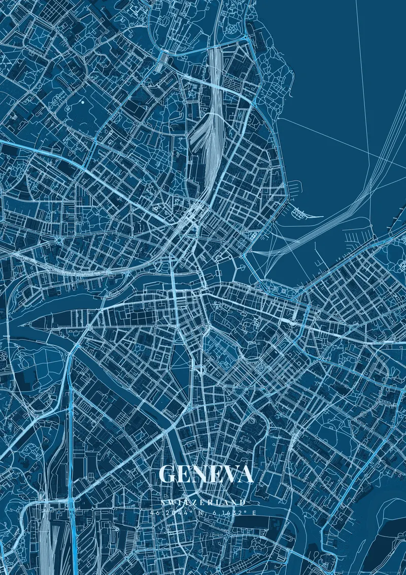 Geneva Deep Ocean map poster