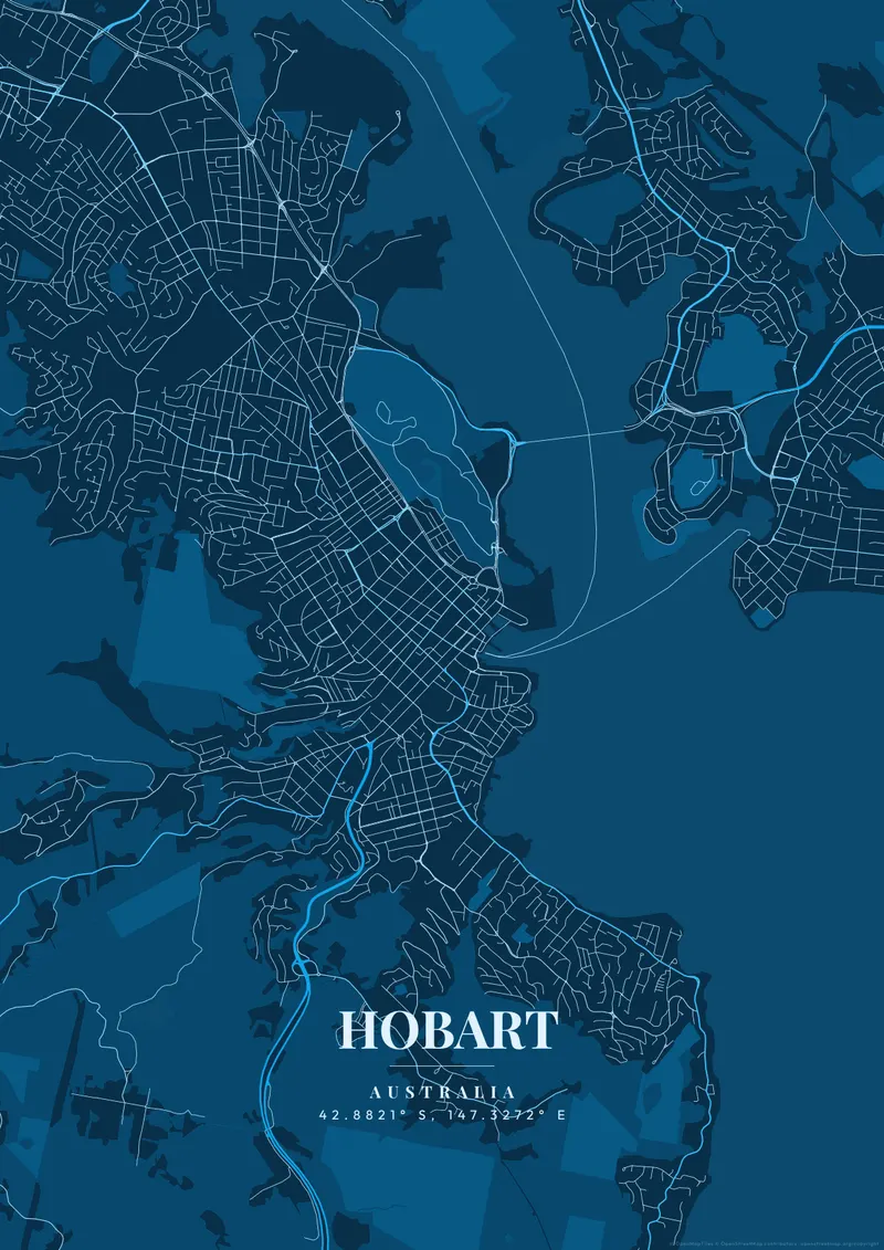 Hobart Deep Ocean map poster
