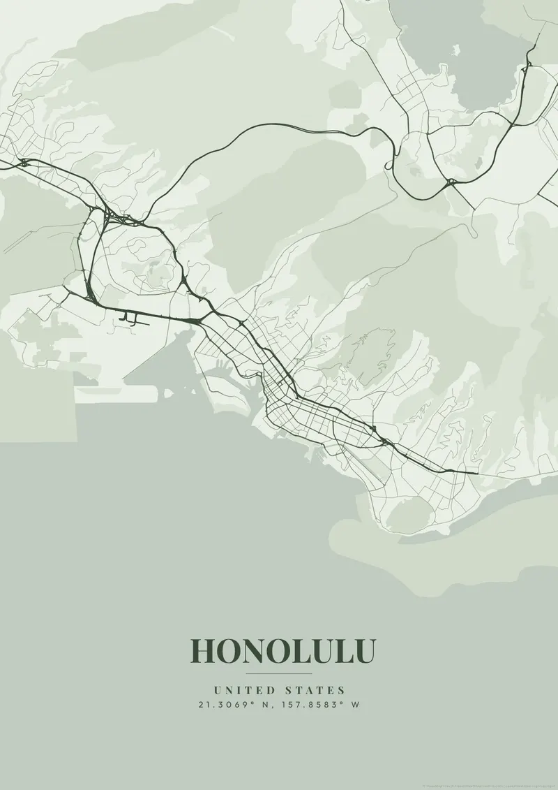 Honolulu Sage Garden map poster