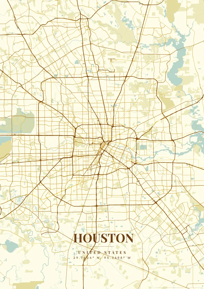 Houston Golden Era map poster
