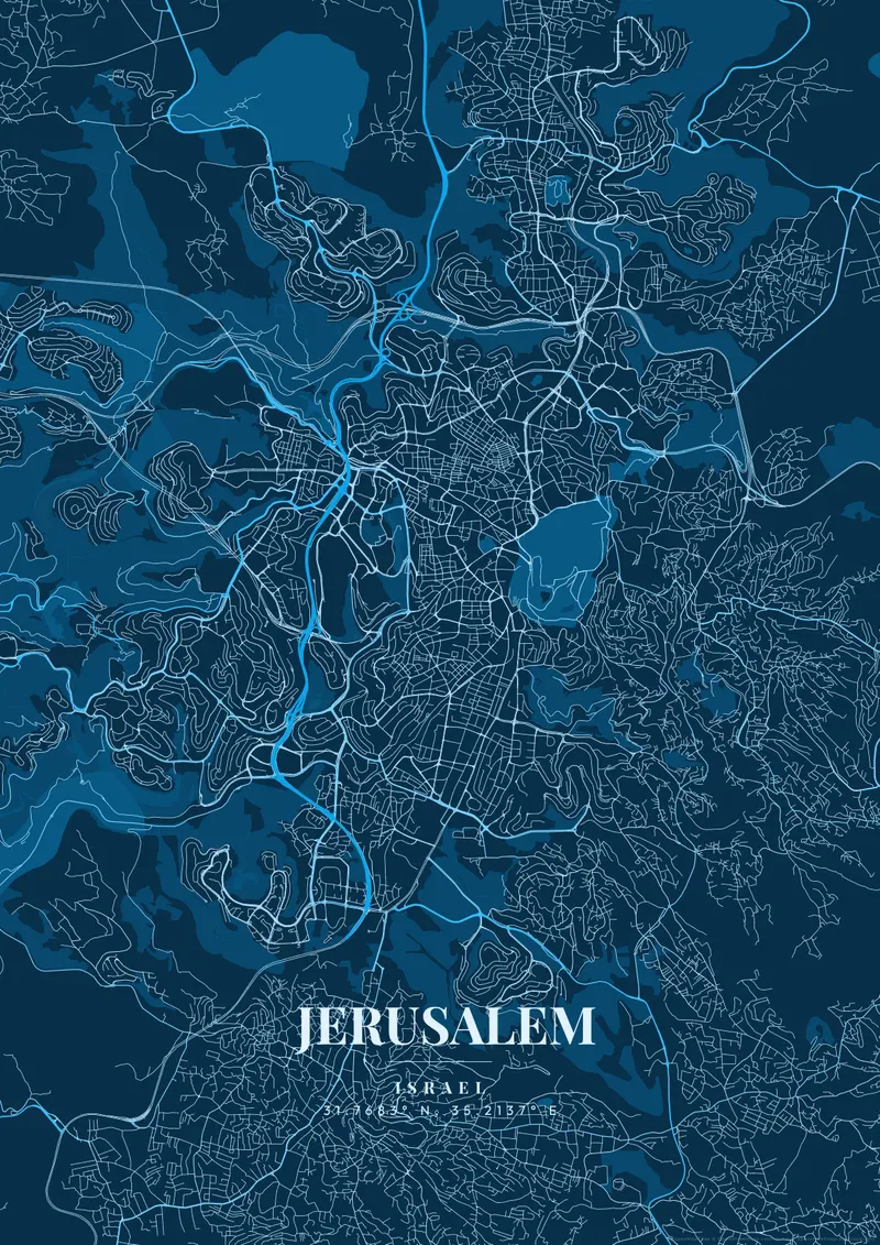 Jerusalem Deep Ocean map poster