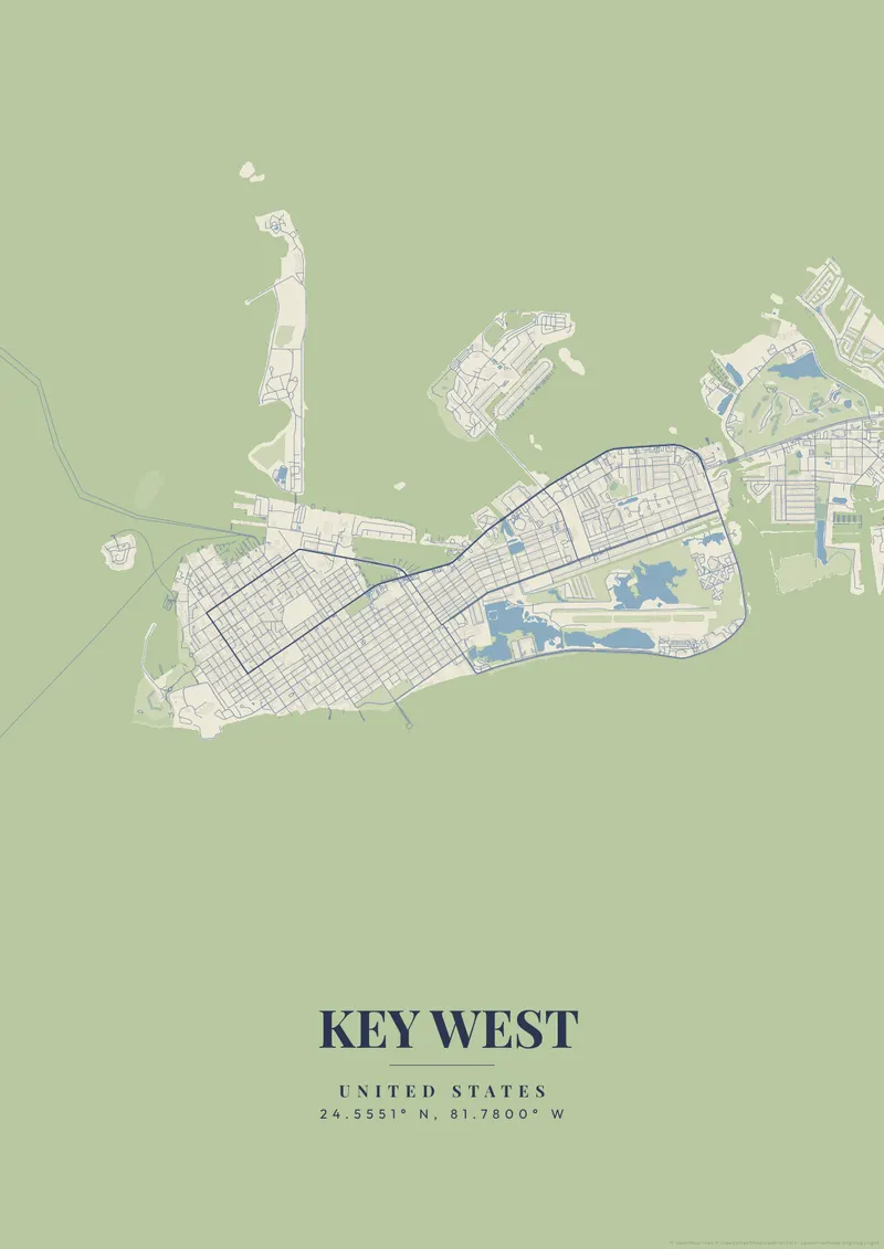 Key West Vintage Atlas map poster
