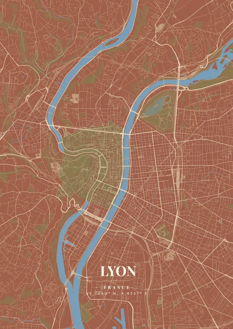 Lyon Terracotta Villa map poster