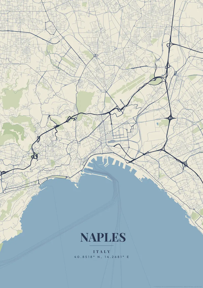 Naples Vintage Atlas map poster