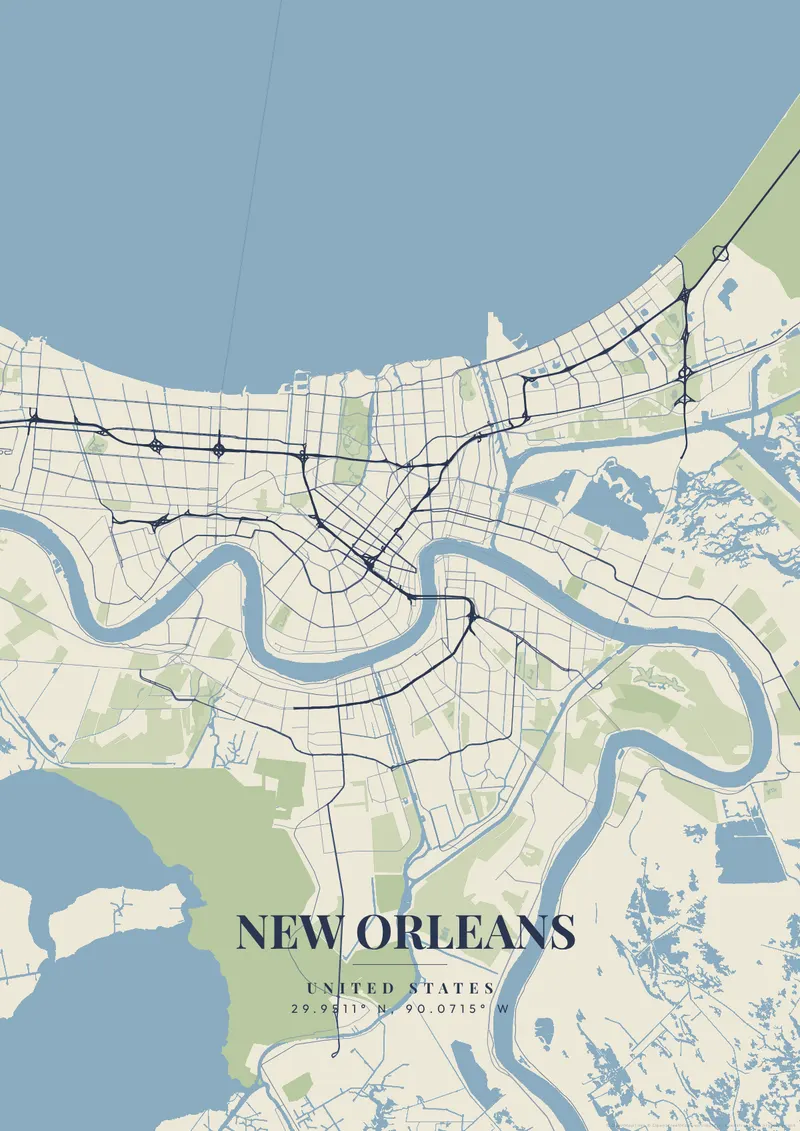 New Orleans Vintage Atlas map poster
