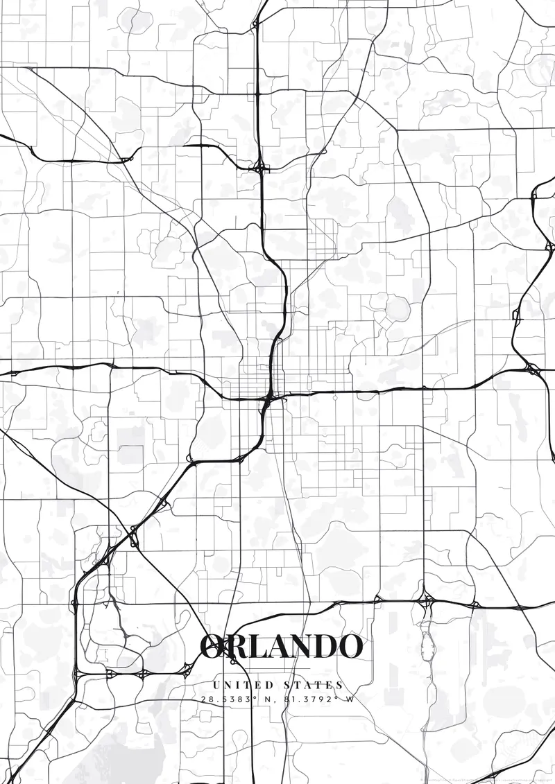 Orlando Monochrome Pro map poster