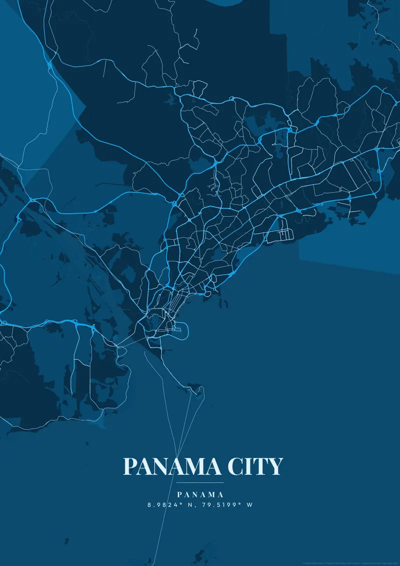 Panama City Deep Ocean map poster