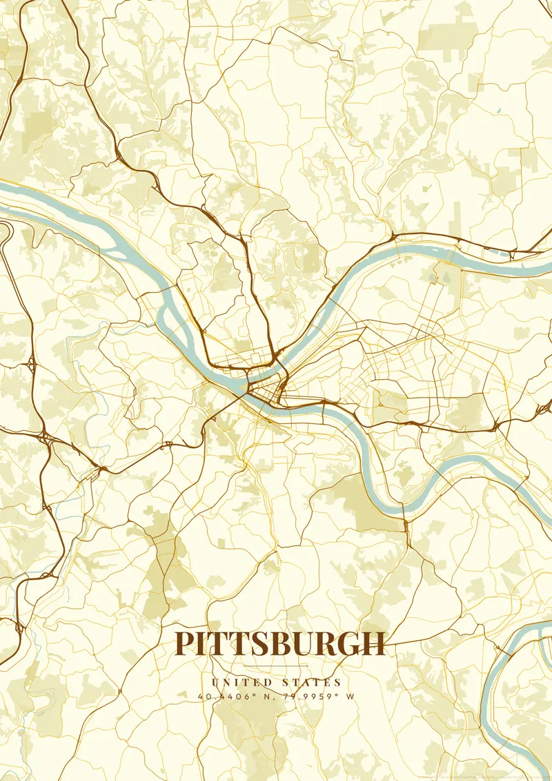 Pittsburgh Golden Era map poster