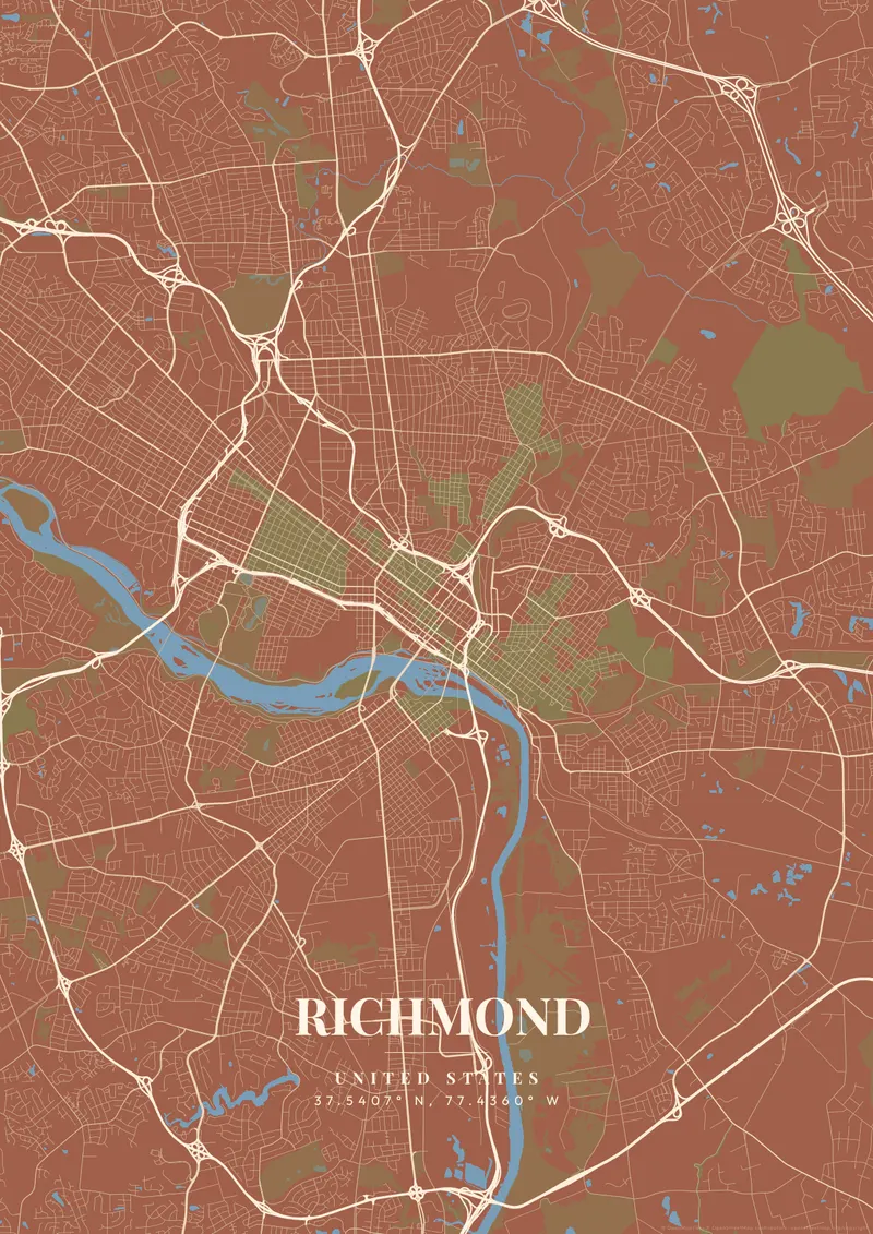 Richmond Terracotta Villa map poster