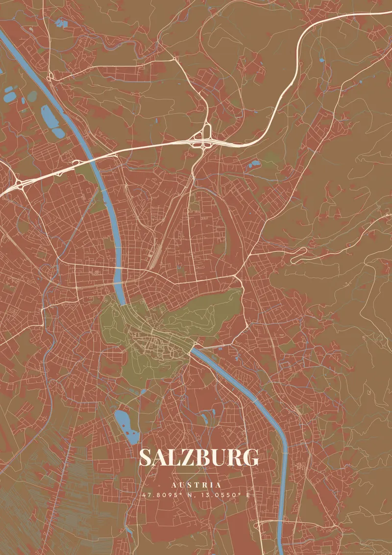 Salzburg Terracotta Villa map poster