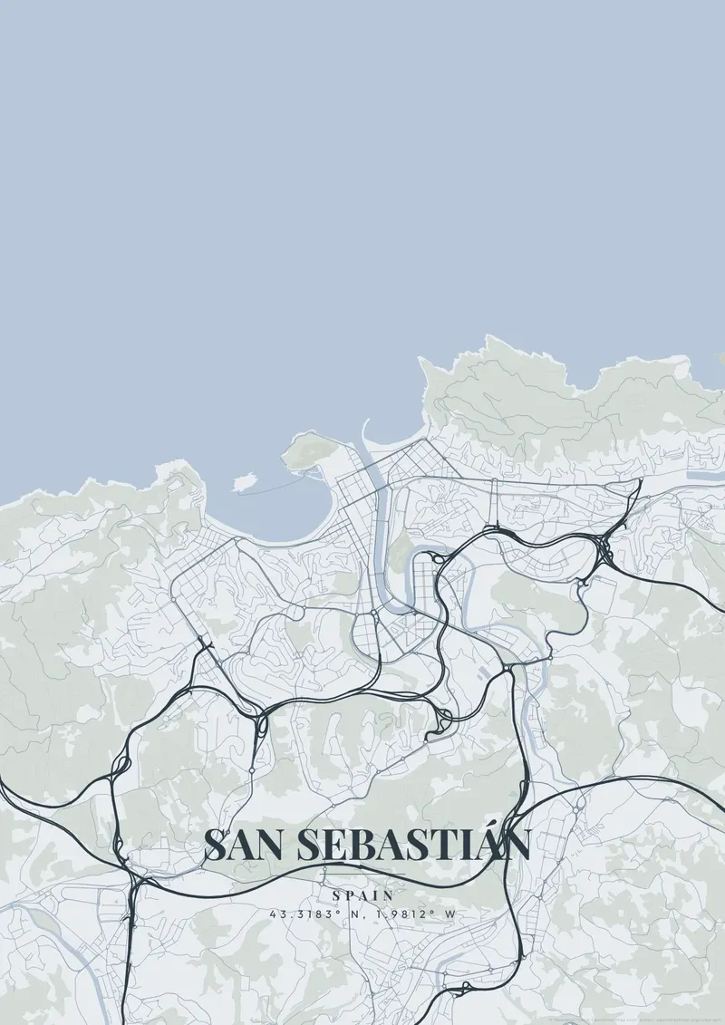 San Sebastián Nordic Fjord map poster