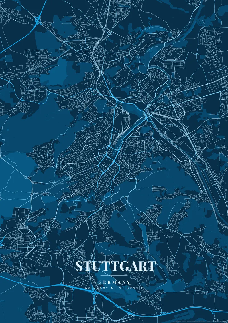 Stuttgart Deep Ocean map poster