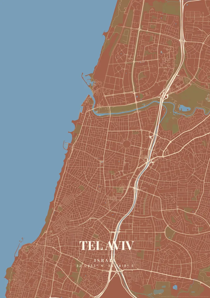 Tel Aviv Terracotta Villa map poster
