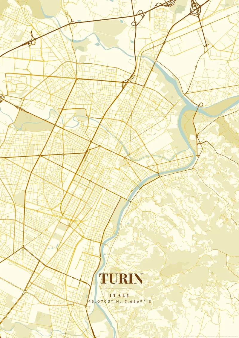 Turin Golden Era map poster