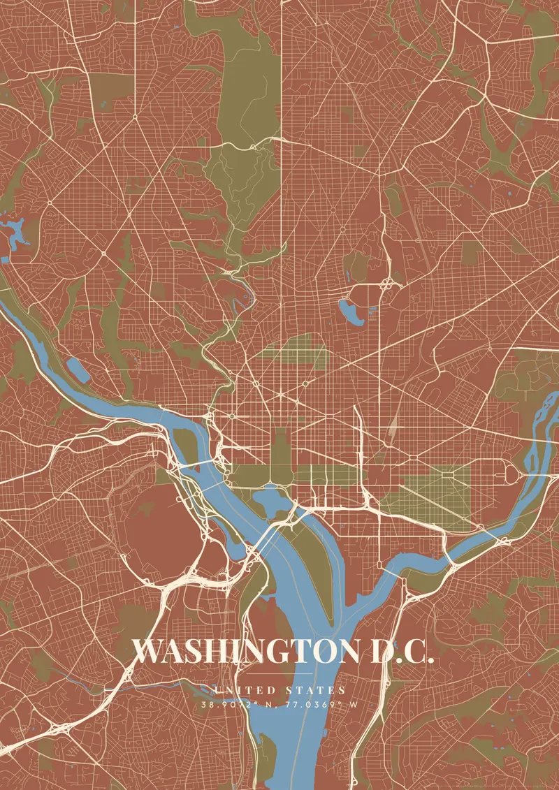 Washington D.C. Terracotta Villa map poster