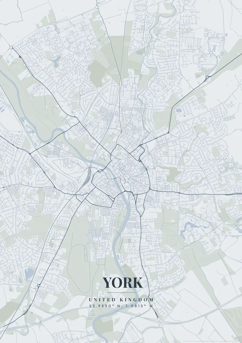 York Nordic Fjord map poster